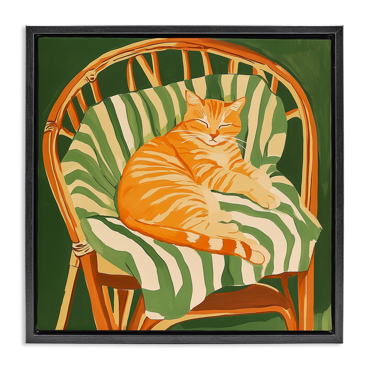 Stupell Industries Cat In Rattan Chair Floating Frame, design by Walker Noble